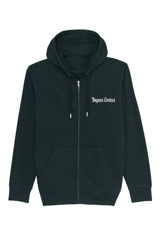 Chaqueta negra con cremallera y capucha