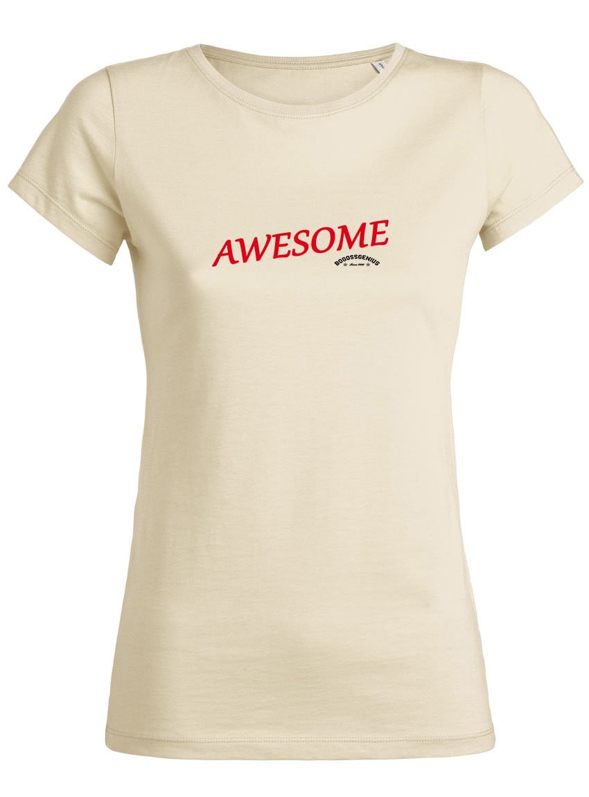 AWESOME T-SHIRT FEMME-BLANC BEIGE - bogossgenius