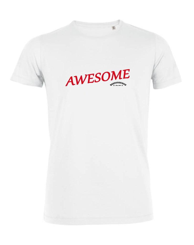 AWESOME T-SHIRT GRIS BLANC BLEU BOGOSSGENIUS - bogossgenius