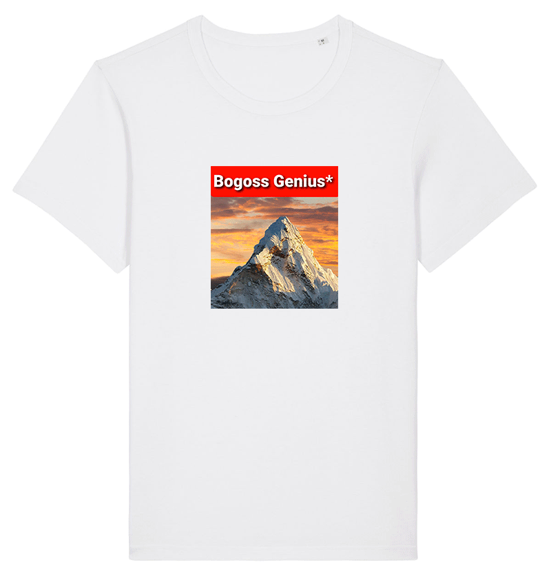 Camiseta blanca para hombre y mujer con picos de montaña.