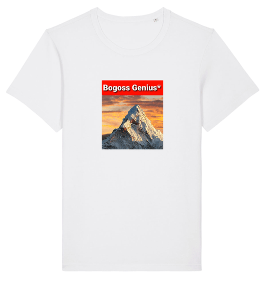 Camiseta blanca para hombre y mujer con picos de montaña.
