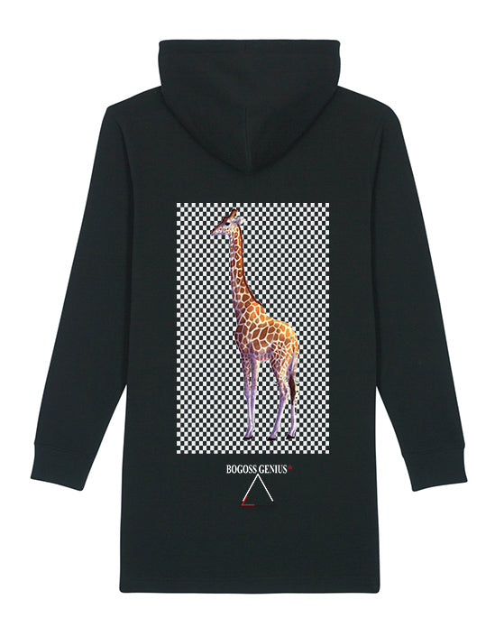 La robe noire sweat à capuche imprimé girafe BG Street Design - bogossgenius