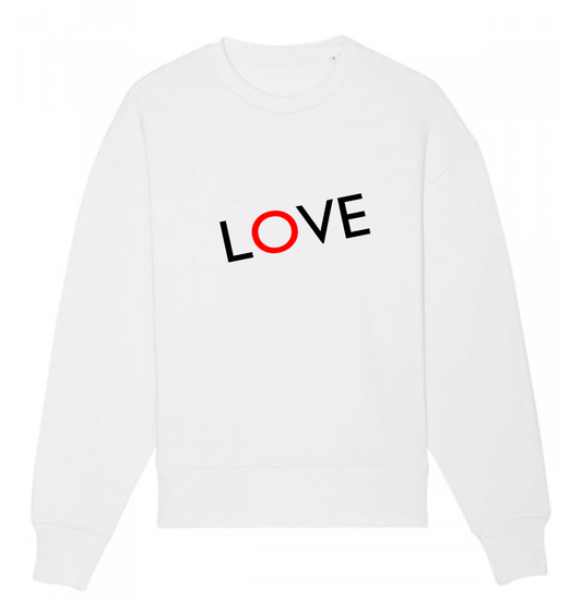 White organic cotton sweatshirt Love design