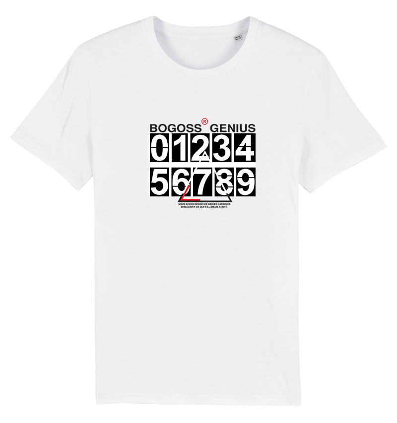 Les Nombres t-shirt blanc imprimé BG chiffres et nombres - bogossgenius