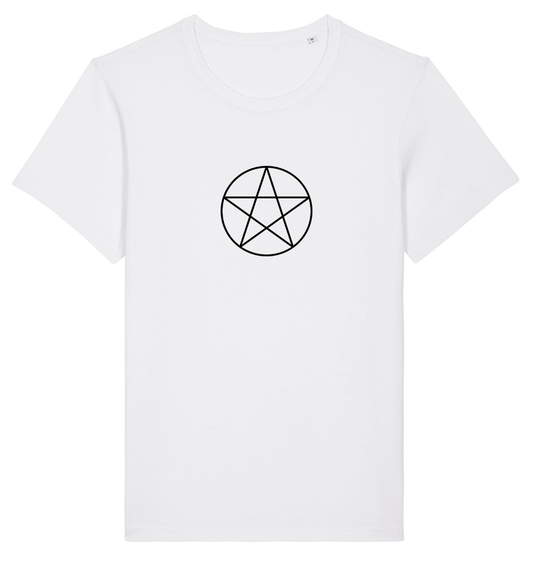 ÉTOILE PENTAGRAMME TEE SHIRT BLANC EN COTON BIO - bogossgenius