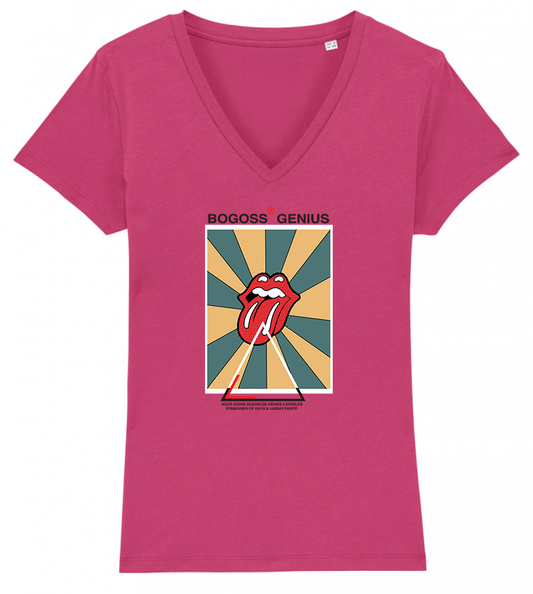 COTON BIO T-SHIRT FEMME COL V IMPRIMÉ COULEUR POP ART - bogossgenius
