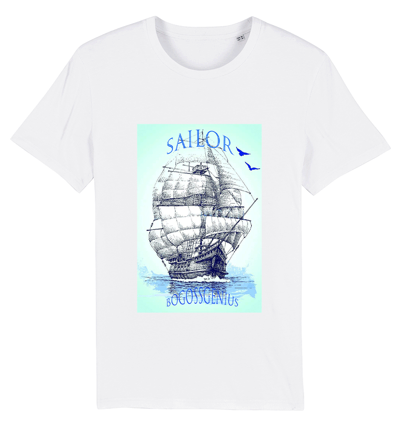 Sailor Boat t-shirt blanc coton bio - bogossgenius