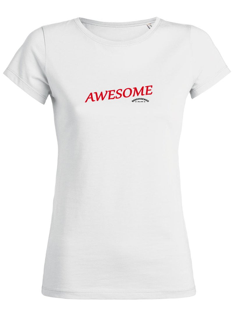 AWESOME T-SHIRT FEMME-BLANC BEIGE - bogossgenius