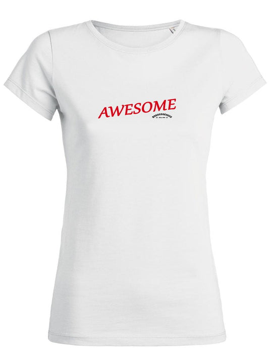 AWESOME T-SHIRT FEMME-BLANC BEIGE - bogossgenius