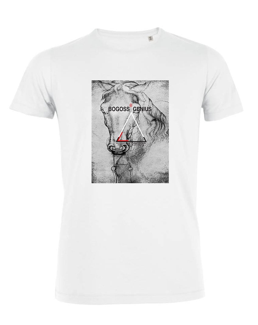 t-shirts blanc et gris dessin cheval - bogossgenius