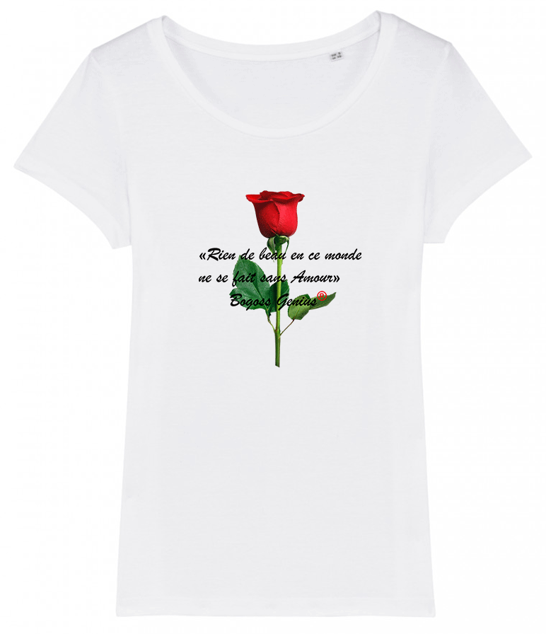 Valentine's Day women's top white organic cotton t-shirt