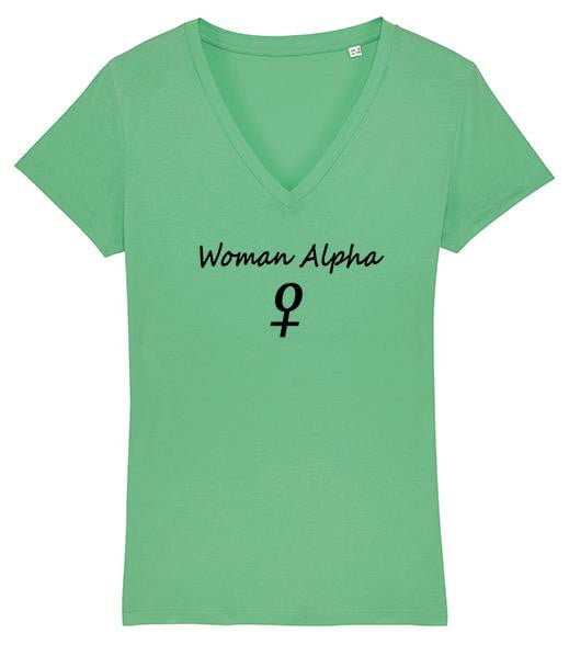 Woman alpha top blanc et vert col V - bogossgenius