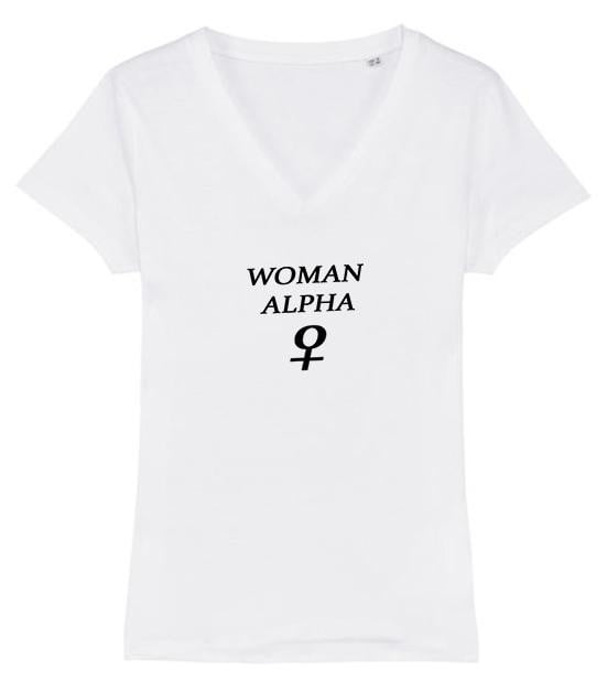 Woman alpha top blanc et vert col V - bogossgenius