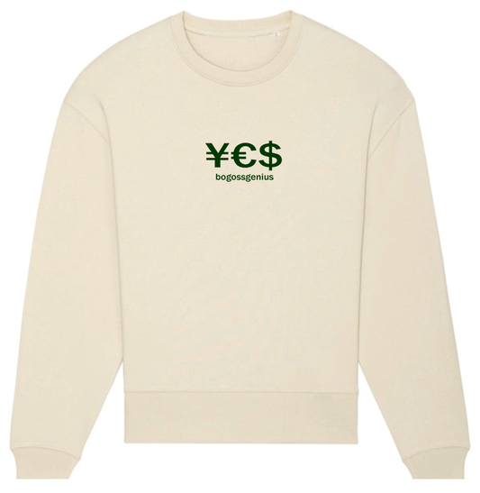 Cool sweatshirt in natural color - yes money bogossgenius®