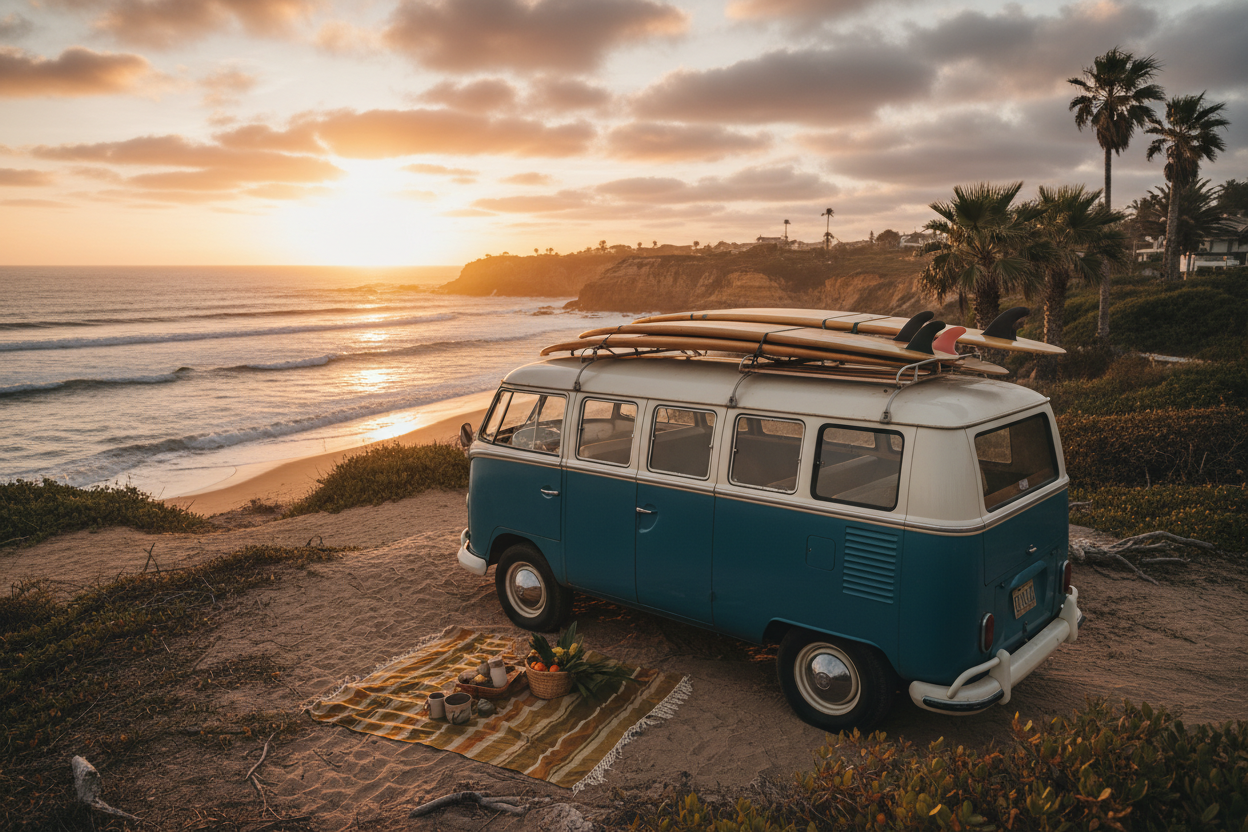 van avec planches de surf