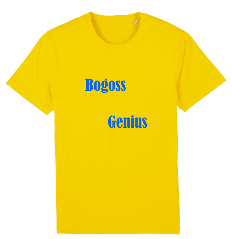 Jaune or t-shirt Bogoss Genius® imprimé bleu - bogossgenius
