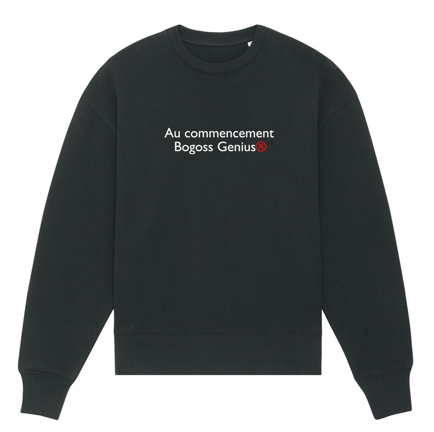sweatshirt mixte col rond couleur noir Au commencement Bogoss Genius®