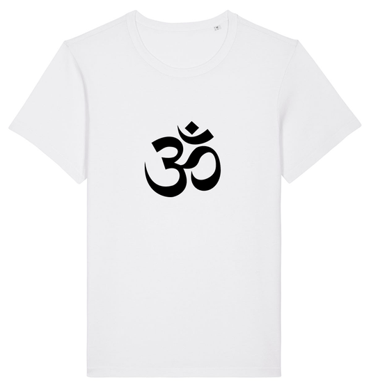 TEE SHIRT BLANC HOMME COTON BIO SYMBOLE YOGA AUM-OM - bogossgenius