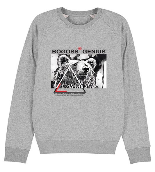 sweat-shirt gris imprimé ours - bogossgenius