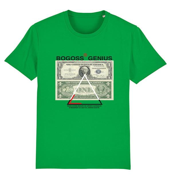 T-shirt vert dollars imprimé - bogossgenius