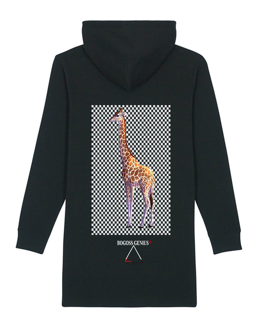 La robe noire sweat à capuche imprimé girafe BG Street Design - bogossgenius