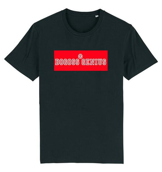 T-SHIRT BLACK BOGOSSGENIUS LOGOS ROUGE - bogossgenius