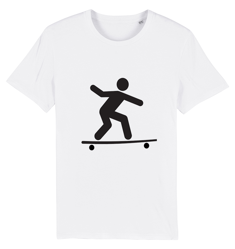 Tee-shirt blanc en coton bio skate icon - bogossgenius