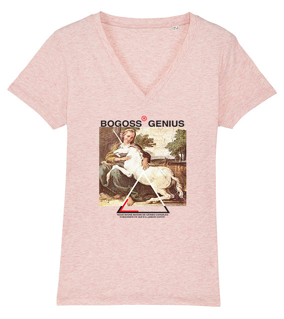 Heather Pink t-shirt Licorne col V - bogossgenius