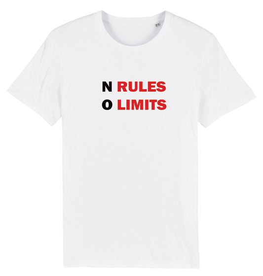 T-shirt blanc col rond no rules no limits - bogossgenius