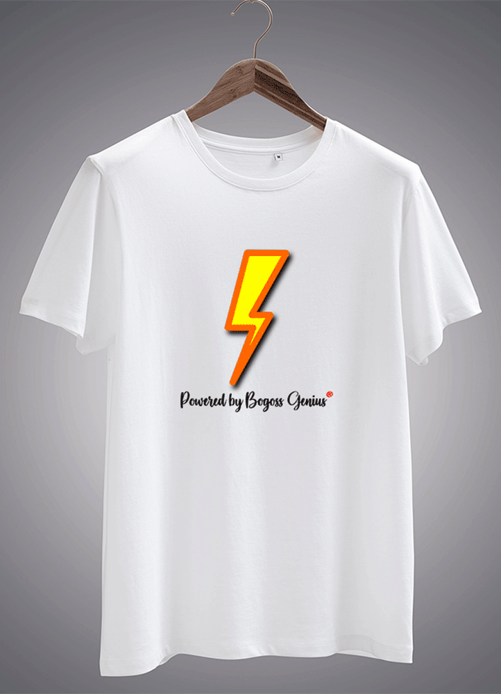 Powered by bogossgenius® t-shirt blanc imprimé