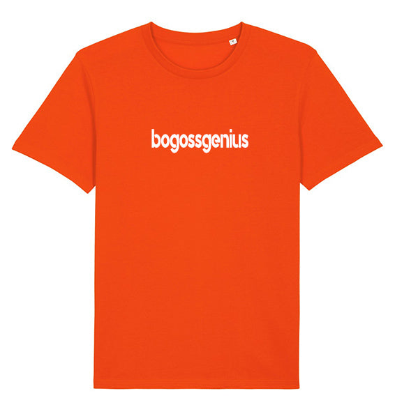 T-shirt orange imprimé blanc - bogossgenius