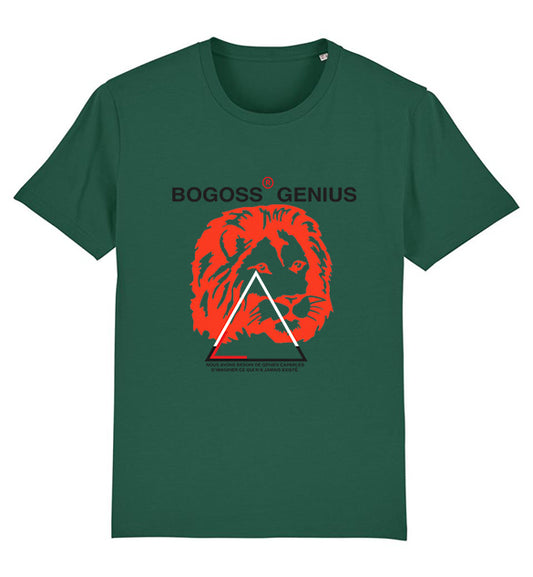 T-shirt green red lion - bogossgenius