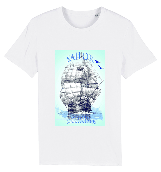 Sailor Boat t-shirt blanc coton bio - bogossgenius