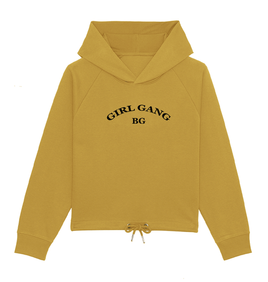 Sweatshirt capuche court femme BG ocre - bogossgenius