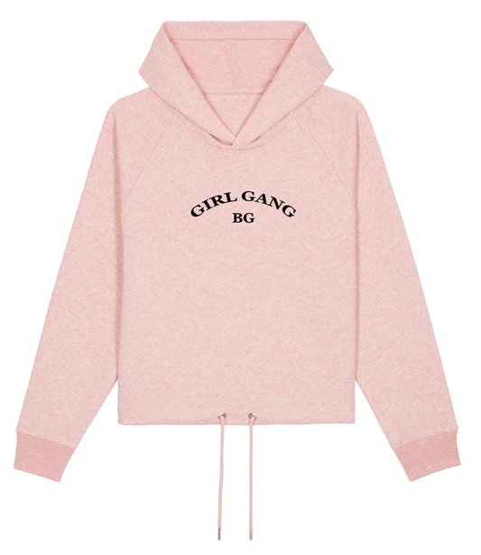 Sweat-shirt capuche court femme BG pink - bogossgenius