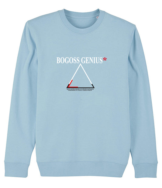 Sweat bleu ciel white logo - bogossgenius