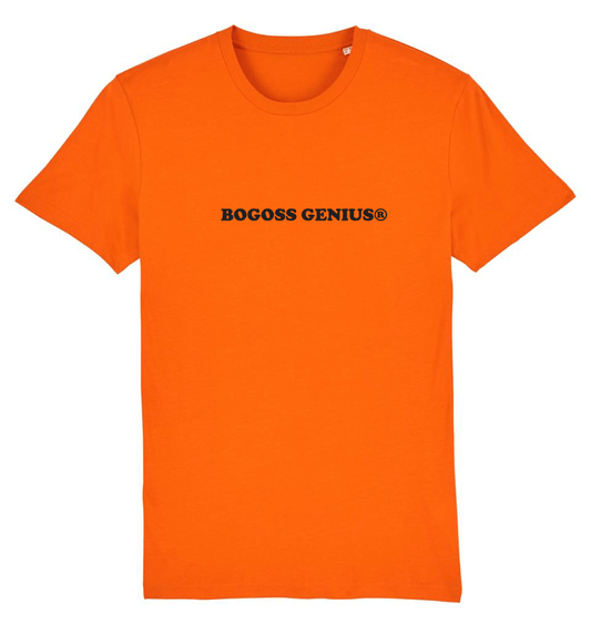 T-SHIRT ORANGE SERIGRAPHIE BOX LOGO NOIR - bogossgenius