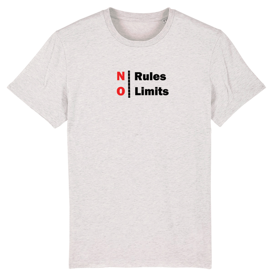 T-shirt cream heather gris chiné NO RULES NO LIMITS - bogossgenius