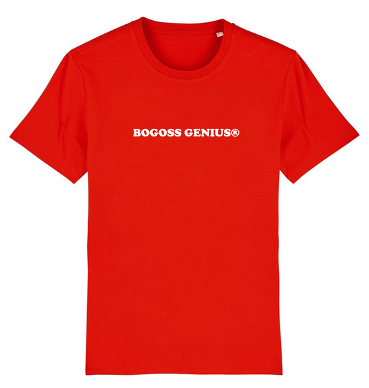 Tee-shirt rouge coton logo imprimé blanc - bogossgenius